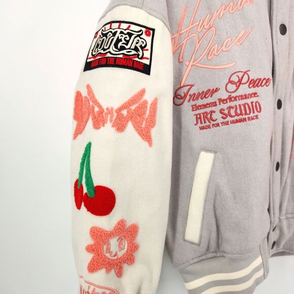 Loiter Flower Varsity Jacket Adult Small Human Race Streetwear - Picture 4 of 13